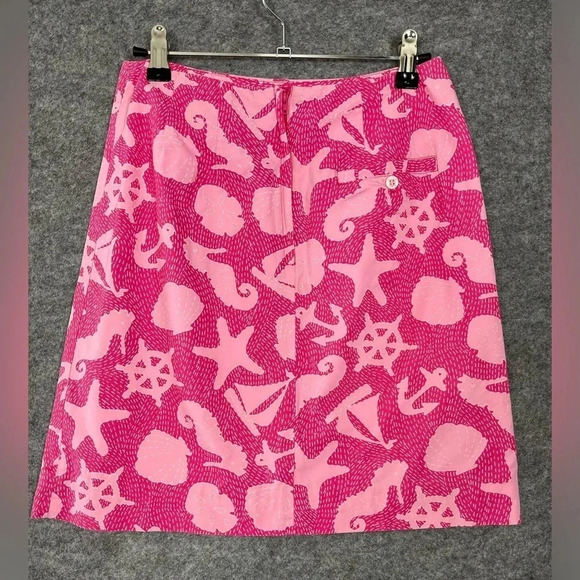Lilly Pulitzer Mini Skirt Womens Size 0 Pink Novelty Print Preppy Nautical Beach - Picture 2 of 10